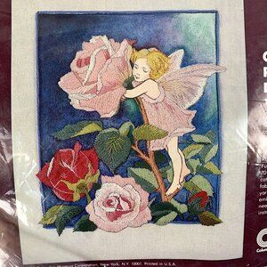 Erica Wilson Rose Flower Fairy Crewel Embroidery Kit 7169 Vintage 1980s Sealed